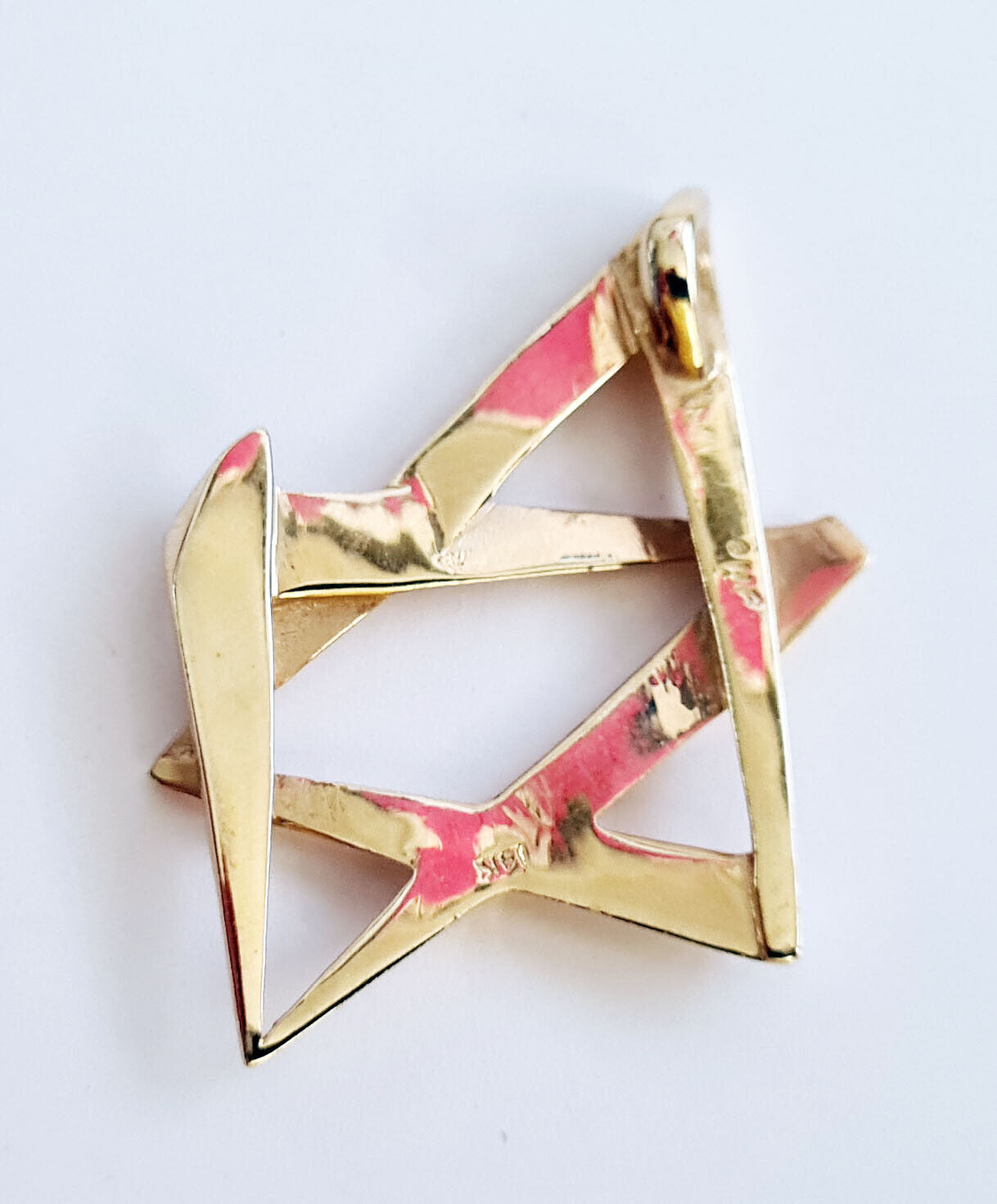 Vintage Modernist 14k Yellow Gold Abstract Star of David Pendant Charm (NaD)#20e