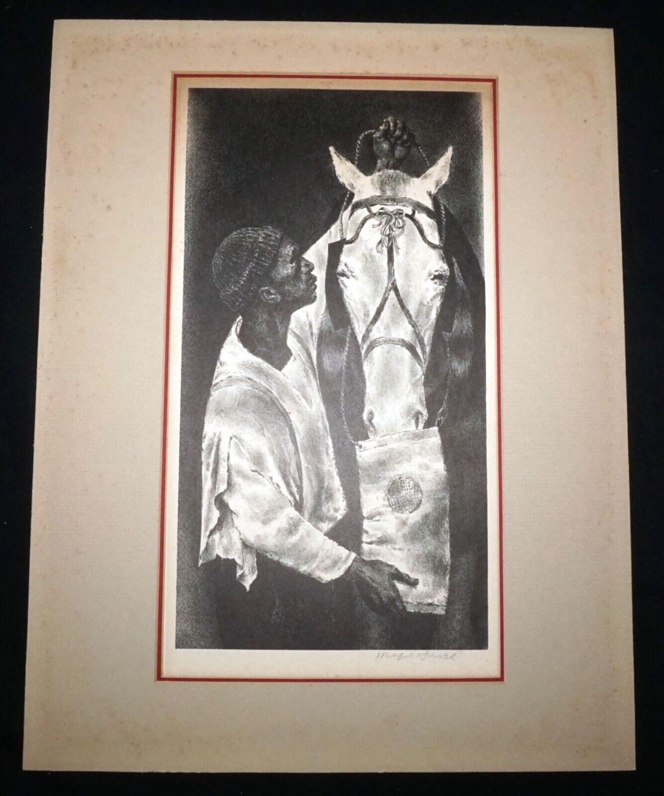 1940s US Litho Print "Man & Beast" by Joseph Hirsch (1910-1981)(FeH)