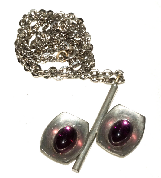 Denmark Mid Century Modern Pewter Necklace and Pendant by Jorgen Jensen (TuD)