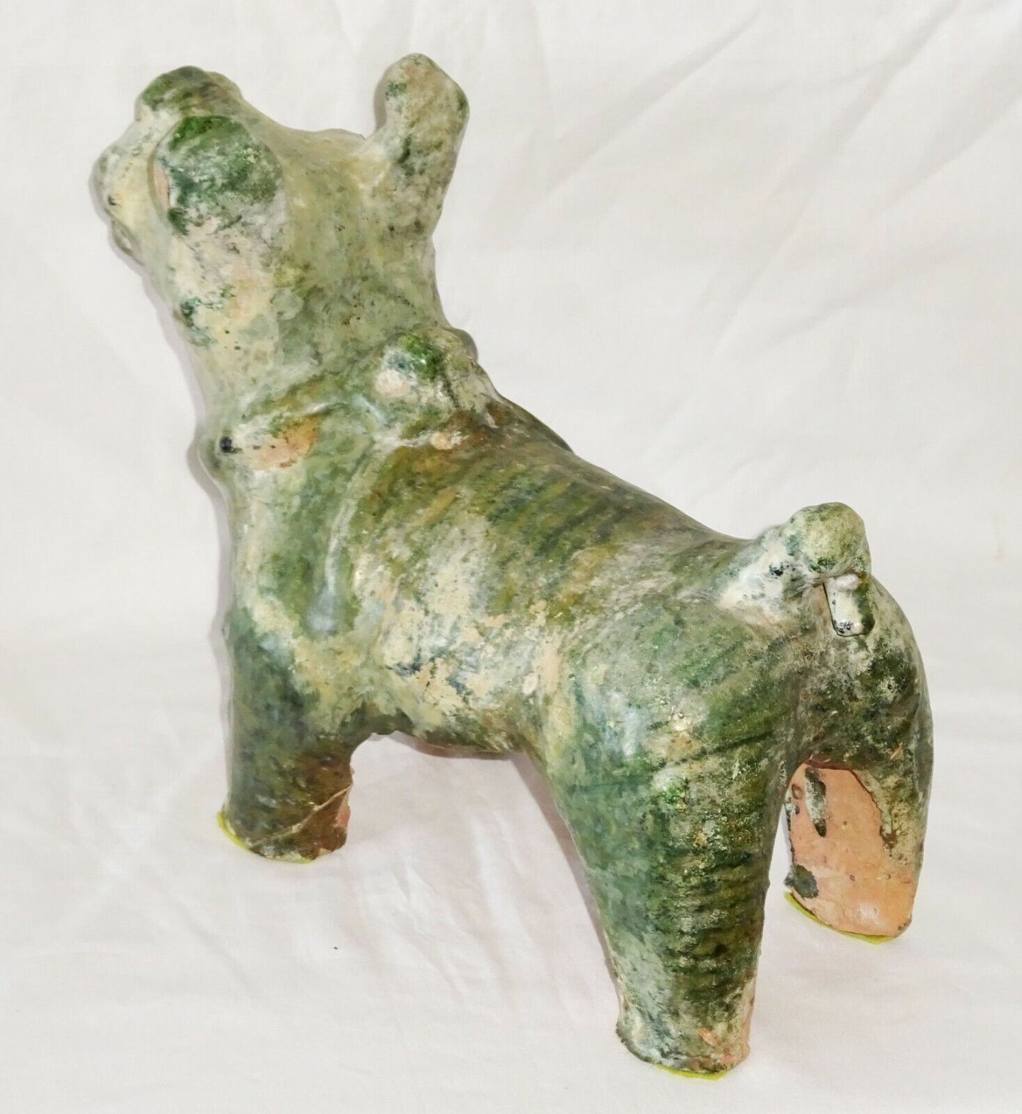 2000 Year Old Chinese Han Green Glaze Mortuary Figure Stout Dog Sculpture (DaM)