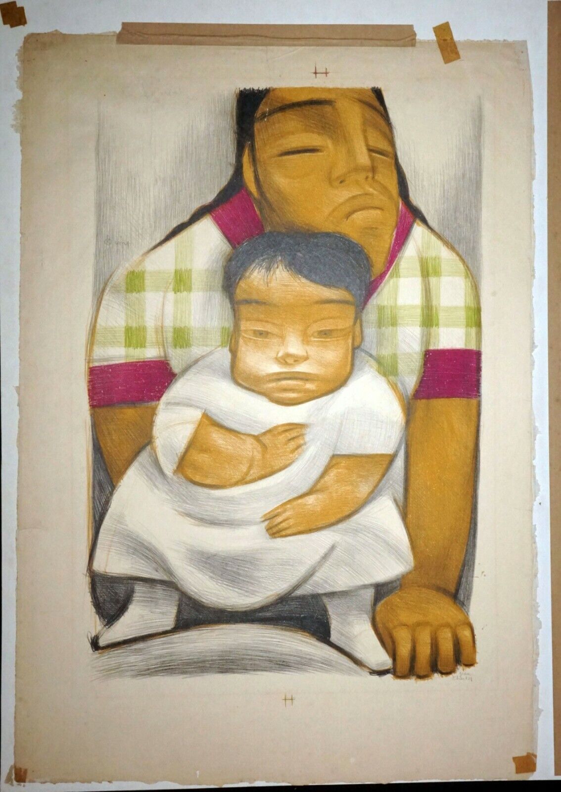 1934 Mexican Modernist Giant Print "Mother & Child" by Jean Charlot (Mod)