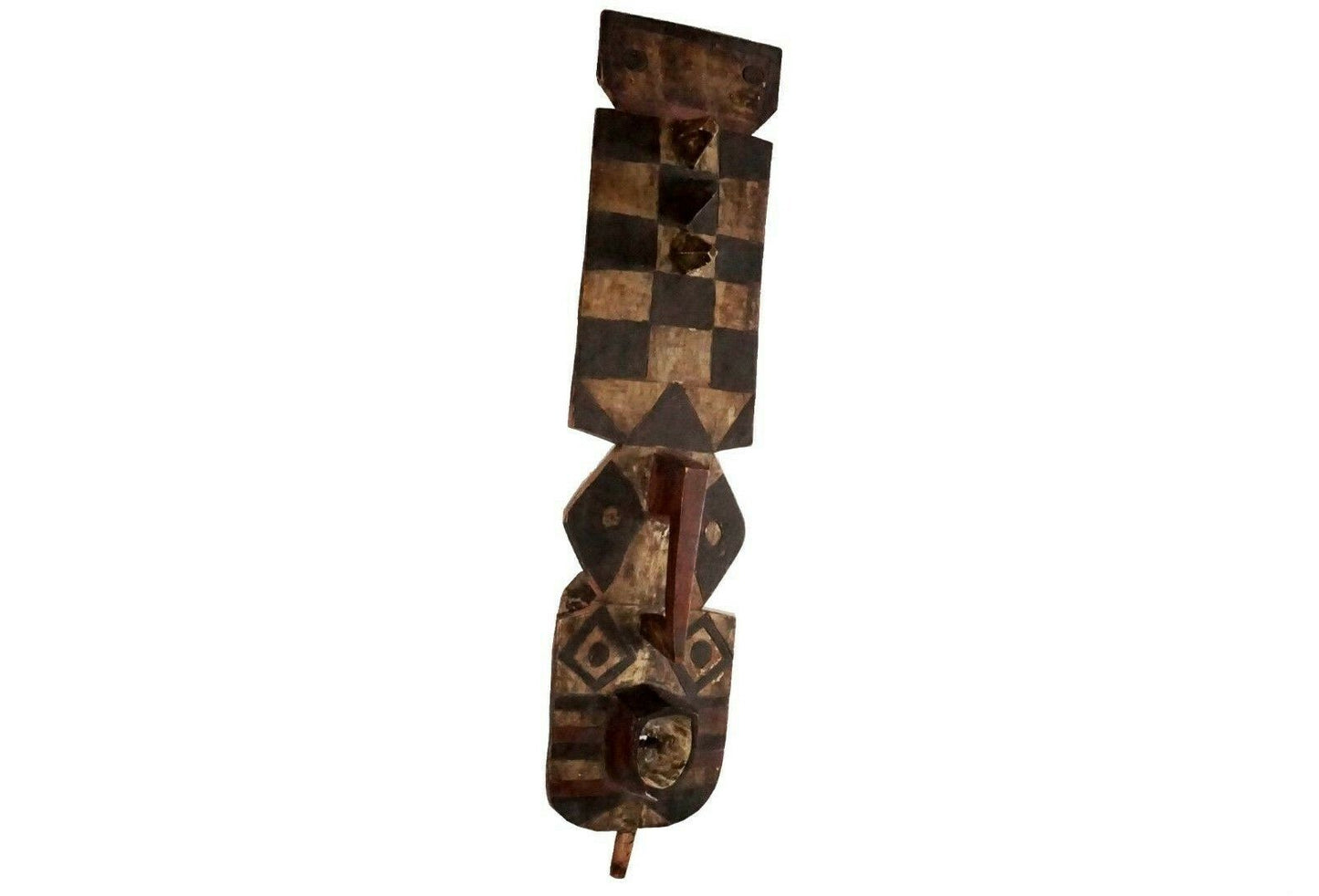 Vintage African Burkina Faso Wooden Shield Carved Mask Sculpture (***)