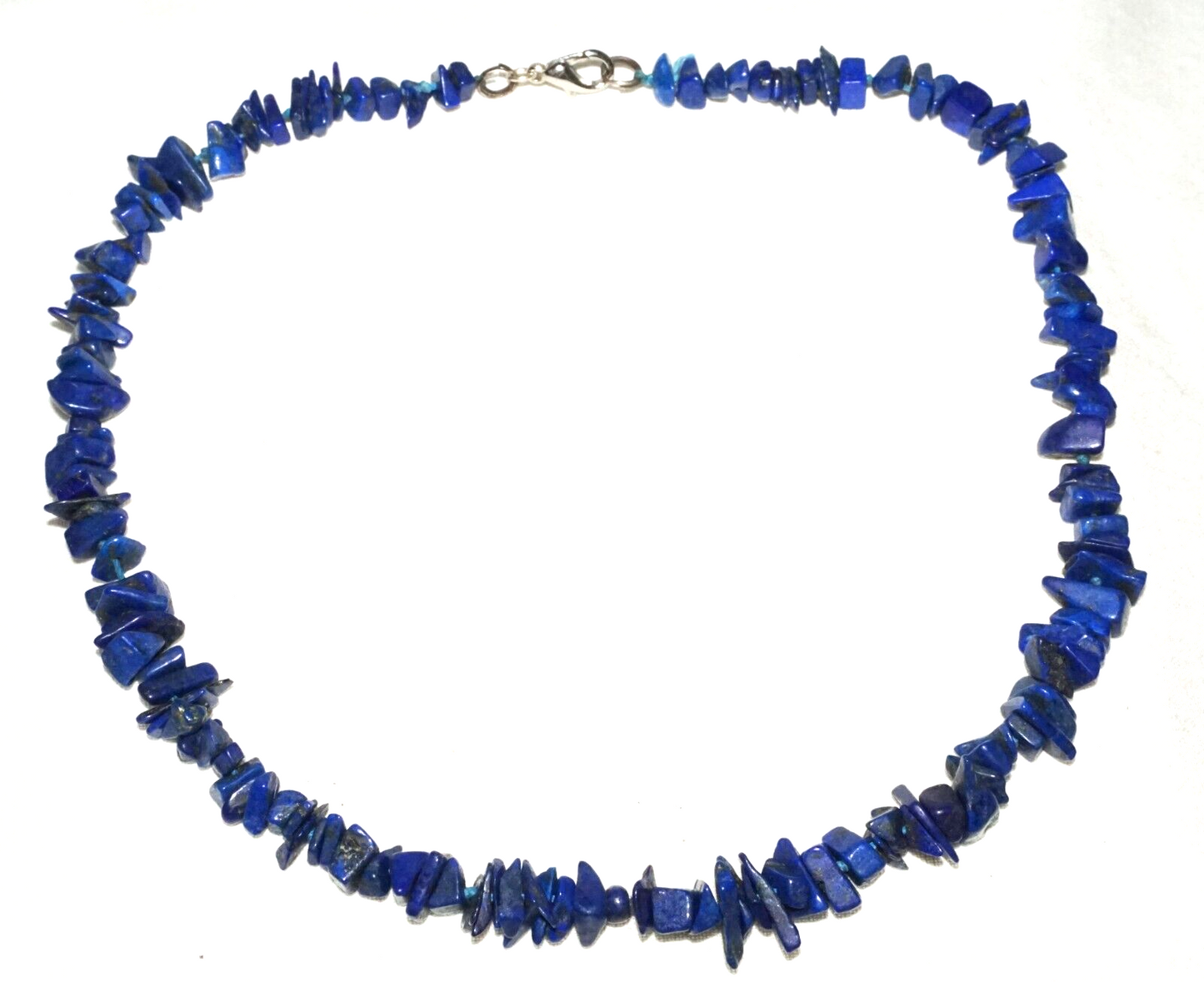 Vintage Lapis Lazuli Chip Bead Choker Necklace w. base Metal Clasp (GoB) #21