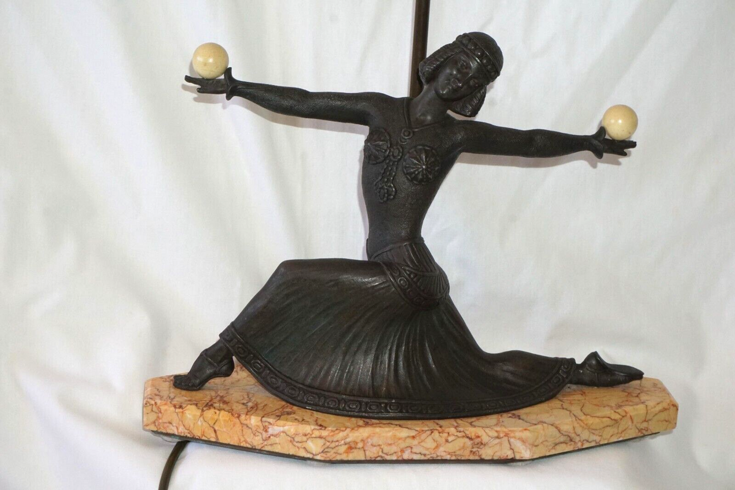 Vintage Art-Deco Bronze & Marble Lamp of a Dancing Figure (HiC)