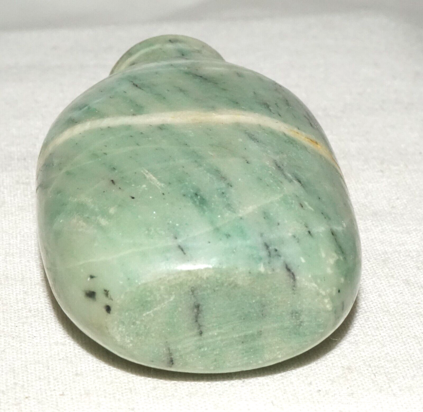 Vintage Chinese Striated Green & White Jadeite Jade Snuff Bottle (LeS)