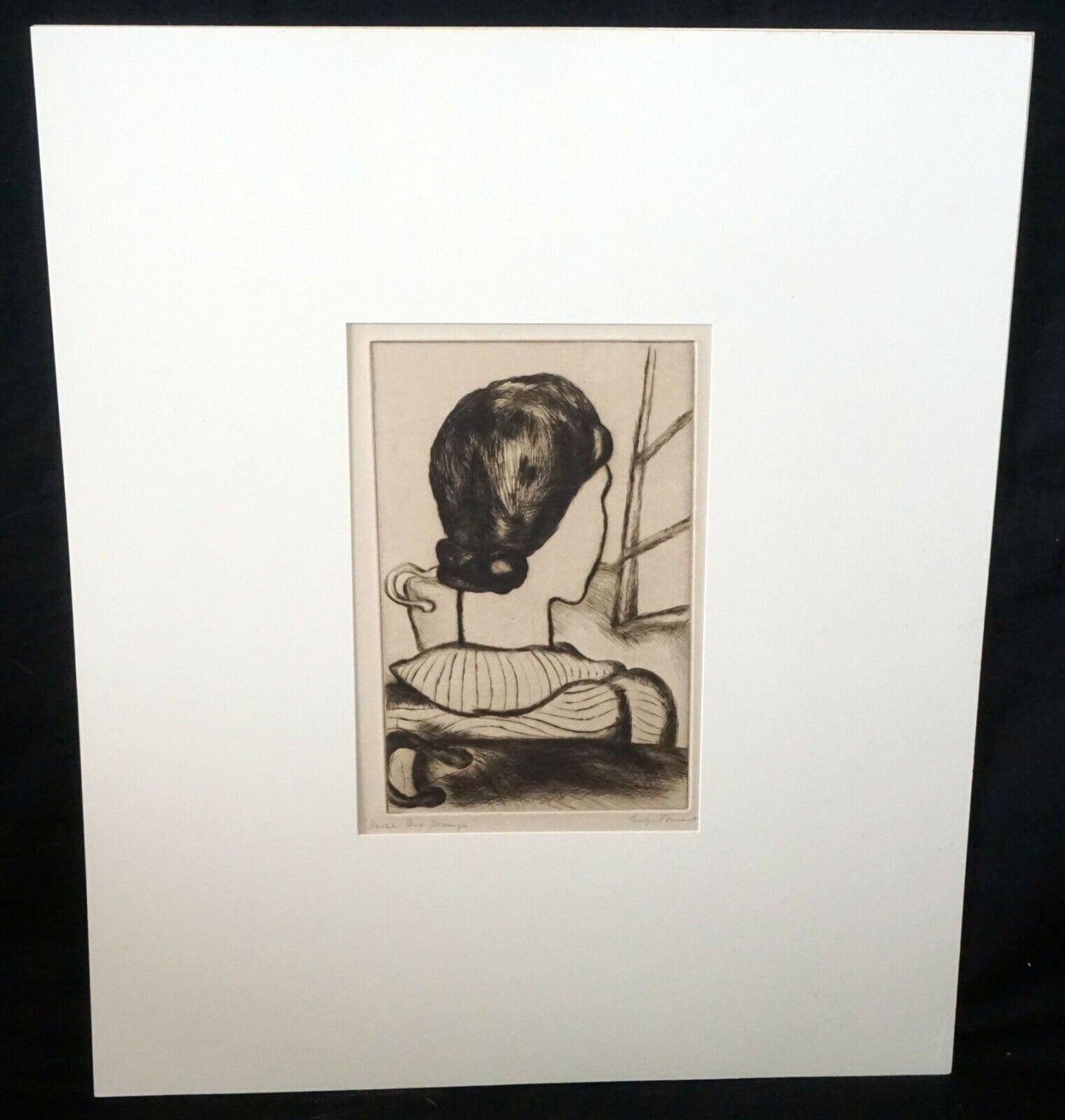 1938 Hawaii Etching Print "Honolulu Bus Passenger" by Madge Tennent (DAT)#15