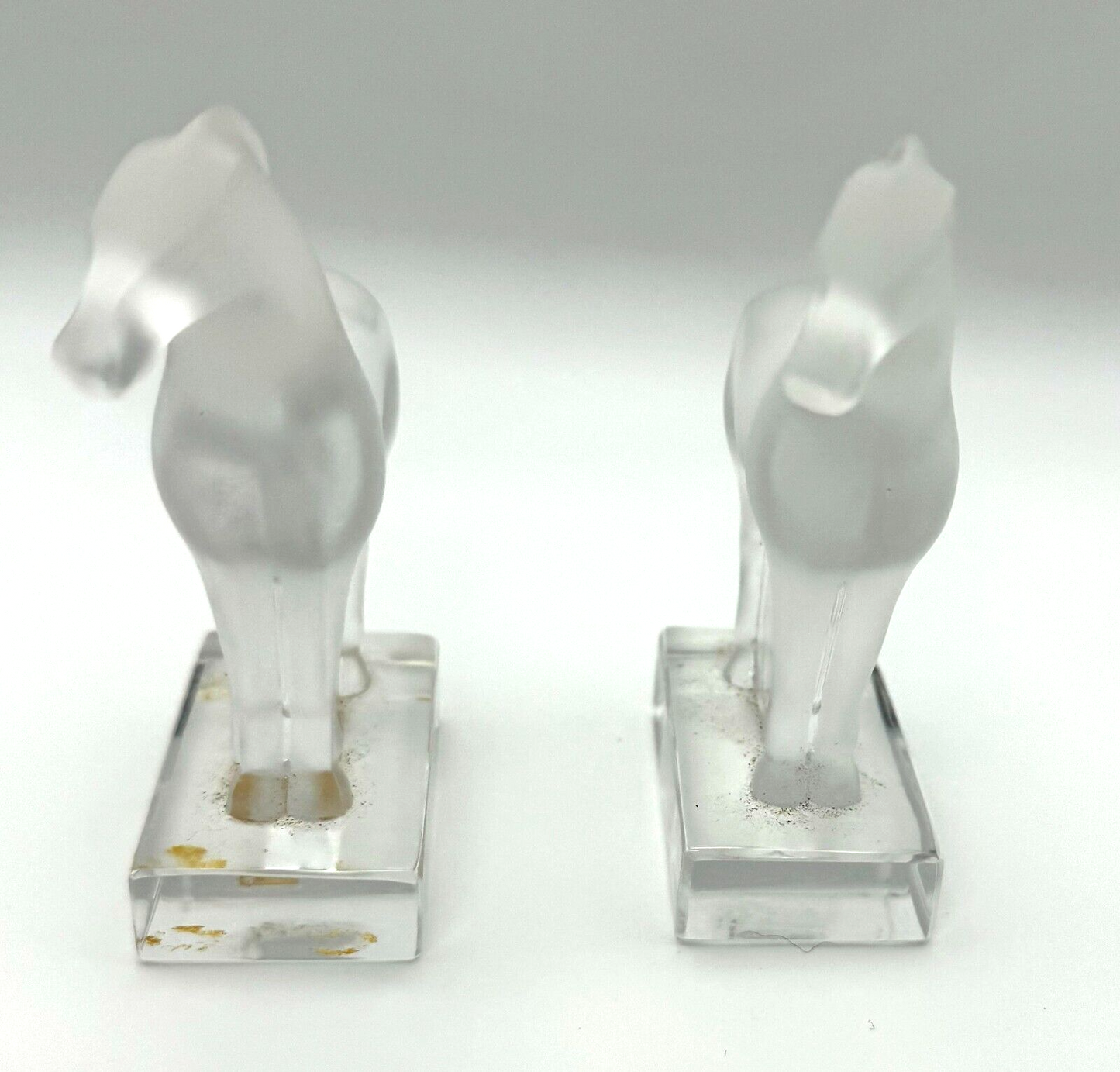 Set of 2 Vintage French Lalique Frosted Tang Horse Figurines (TuC)