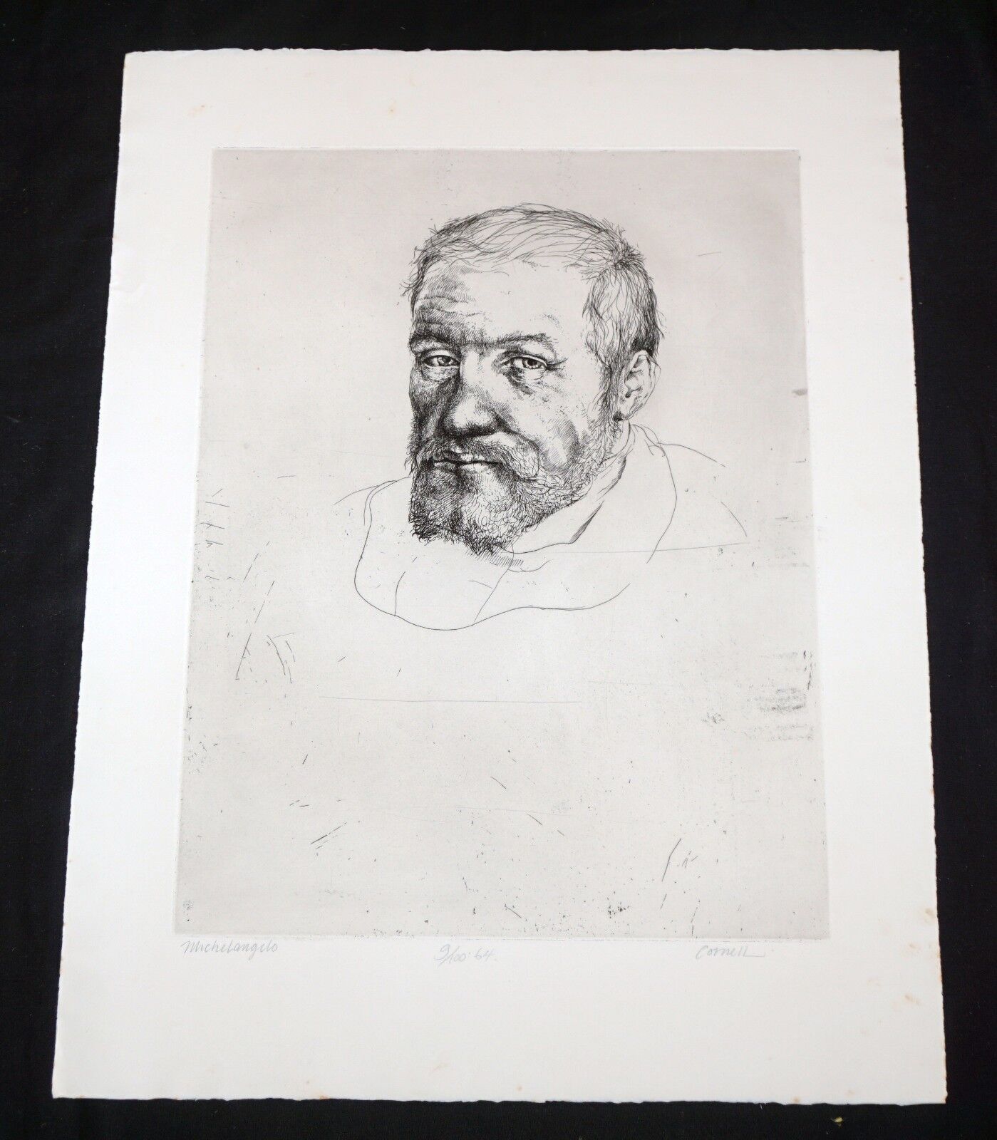 '64 California Etching Print "Michelangelo" by Thomas Cornell (1937-2012)(Mod)