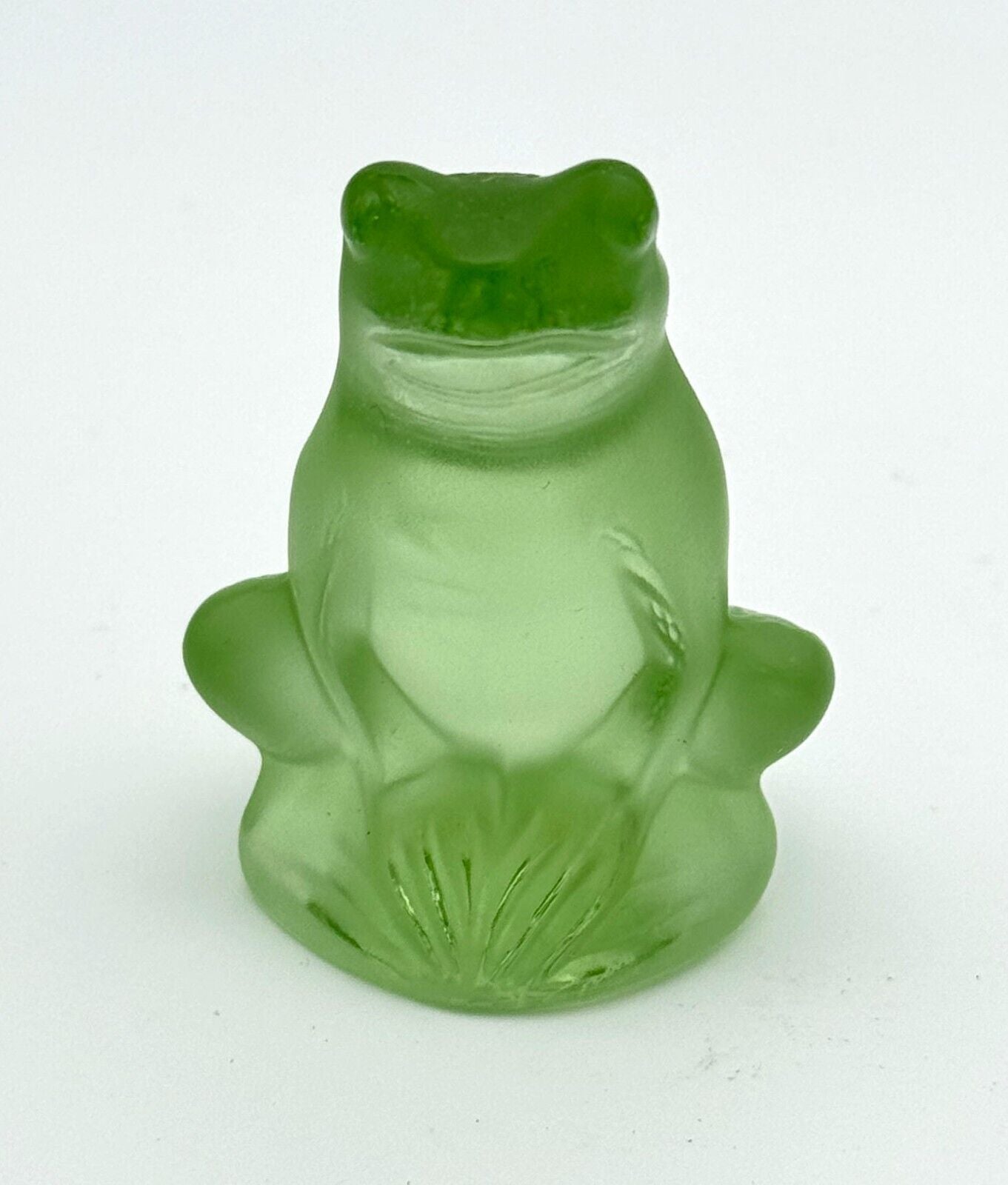 Vintage French Crystal Lalique Lime Green "Rainette Frog" Figurine 2" (InS)