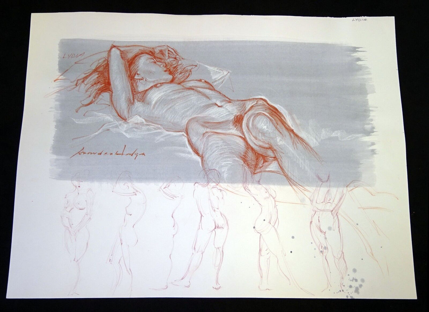 Hawaii Mixed Media Painting Sensual Nude on Icy Ground by Snowden Hodges (Sho)