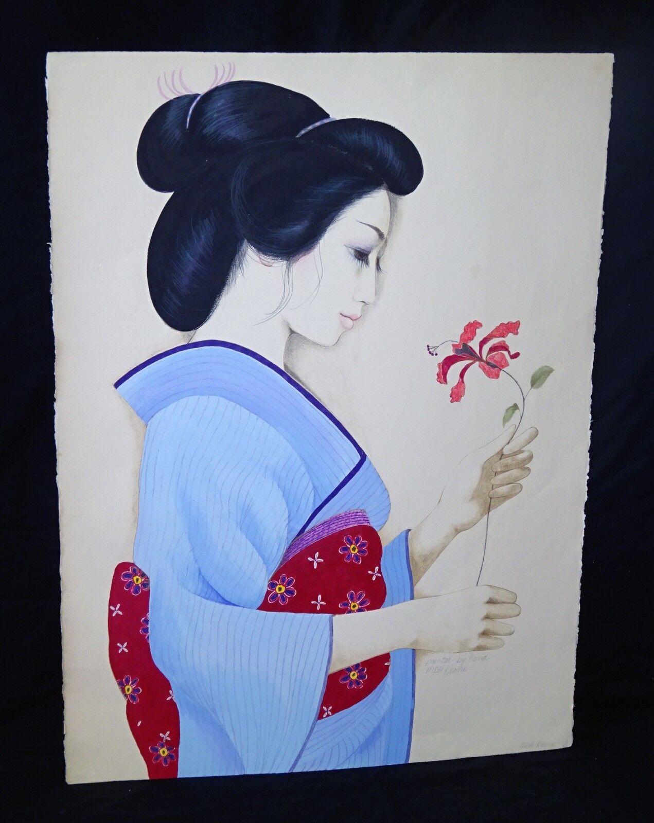 '70s Hawaii Print 47/300 Painting "Girl in Kimono" by MDH Margaret Keane (JPa