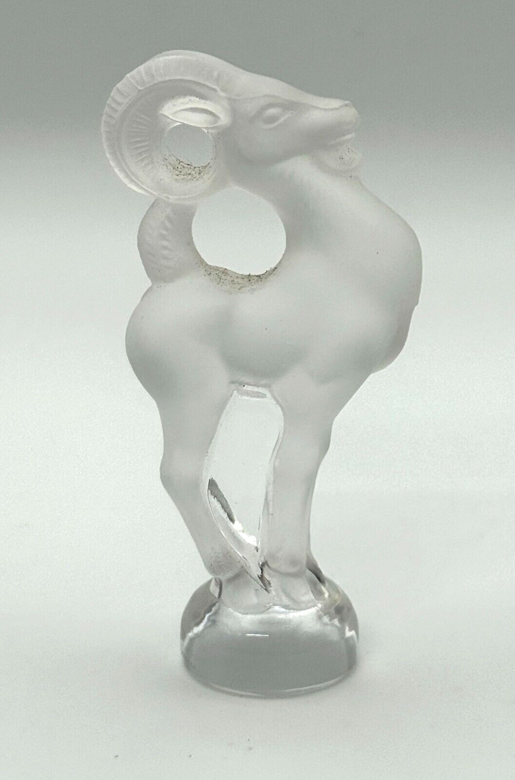 Vintage French Frosted Crystal Lalique Ram Paperweight (TuC)