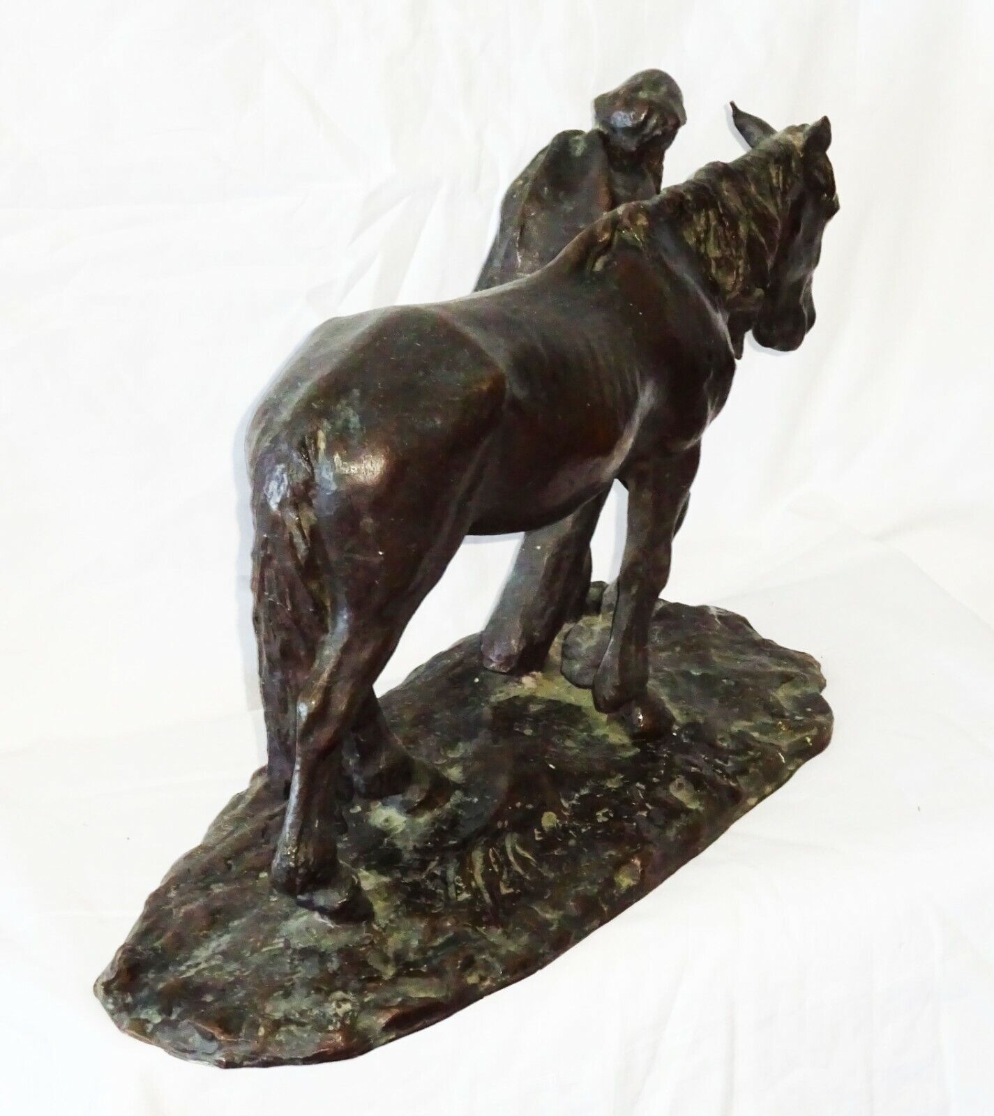 Vintage US Bronze Sculpture "Farmer Leading his Horse" by B.D. Cable (New)