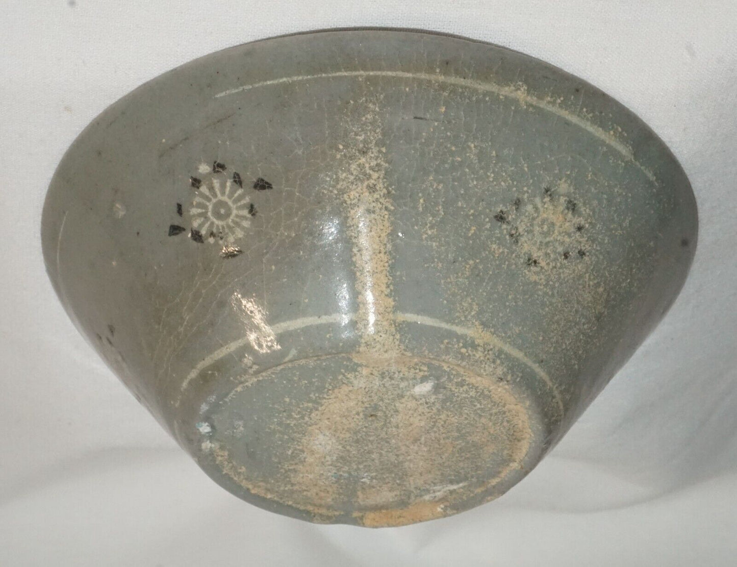 14C Korean Koryo Inlaid Pottery Bowl Celadon Glazed w. Floral Designs (JSt)1 IC