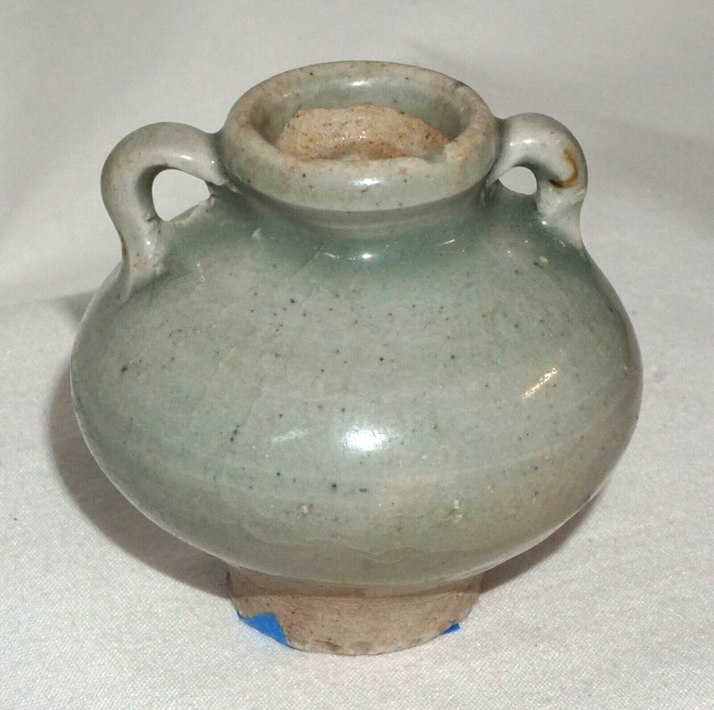 12C Chinese Song or Early Ming Dynasty Pottery Jarlet Celadon Glaze (JSt)36 IC