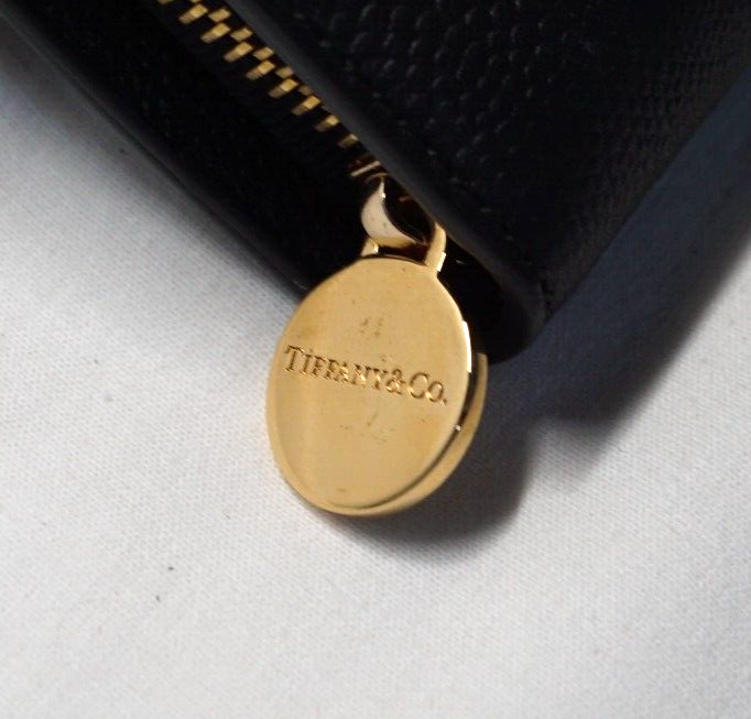 Tiffany & Co. Black Wave Embossed Continental Leather Zip Wallet (InS)52