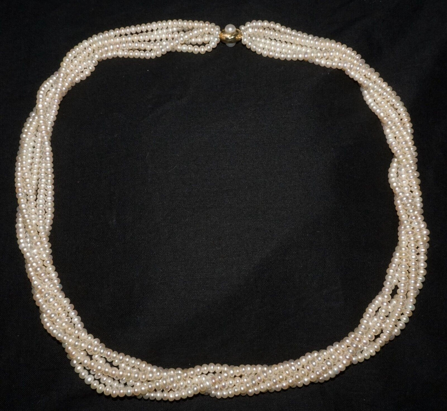 Vintage Matinee Length Freshwater Pearl Six Strand Necklace w. 14k Clasp (ShI)