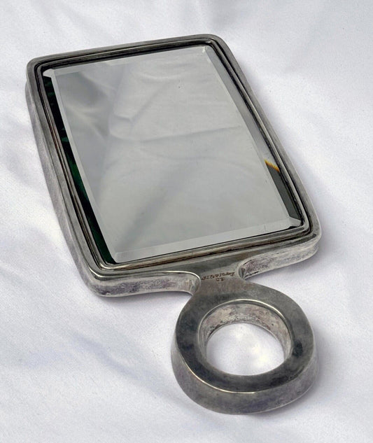 Circa 1920 Sterling Beveled Hand Mirror by Jennings Silver Co. w Monogram (SmM)