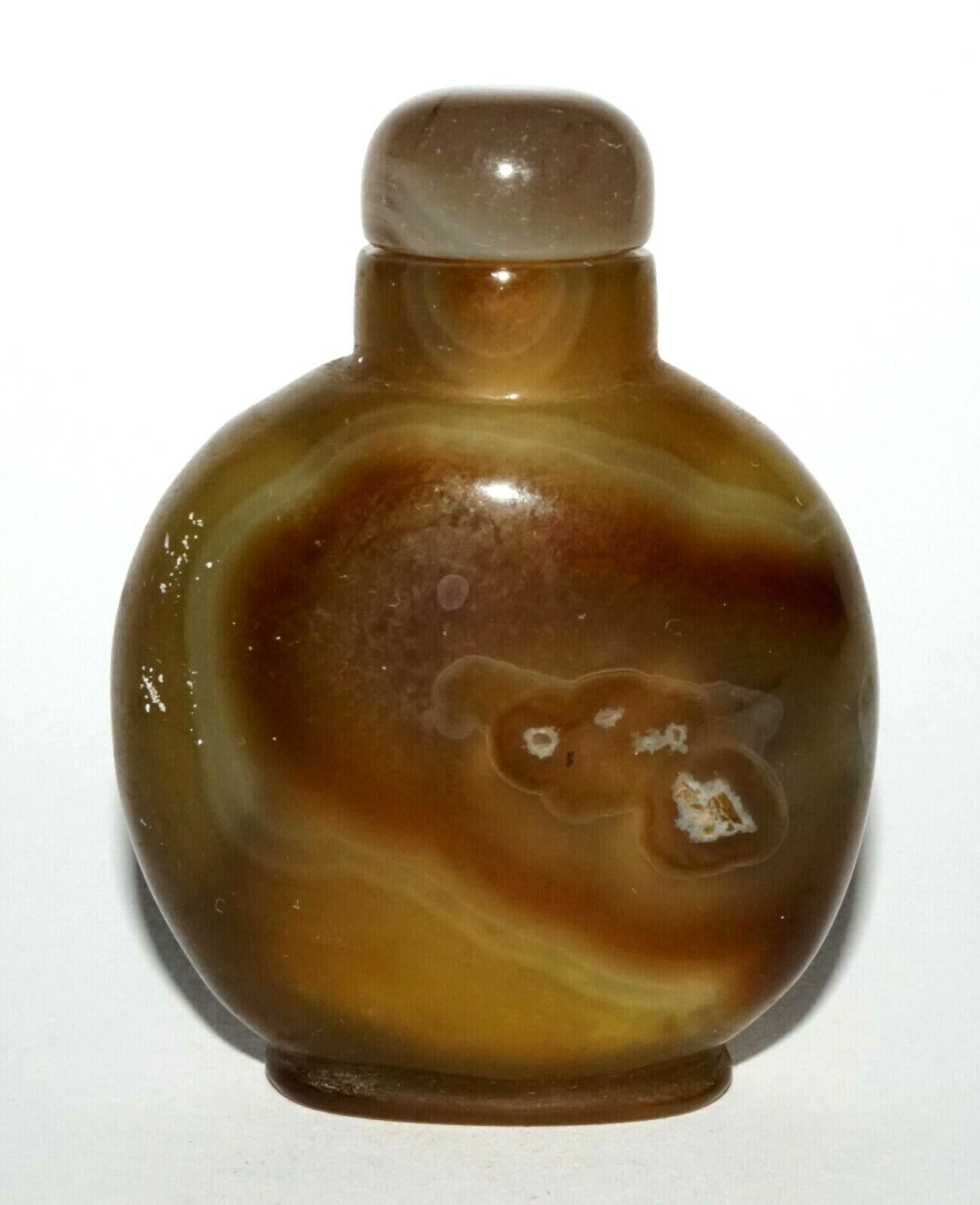 Vintage Chinese Grey Blue Red Agate Snuff Bottle w. Agate Stopper (LeS) G4