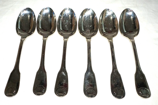 6Pc France Silver Plated Large Spoon Lot Shell Vendome Pat Christofle (NiC) L7