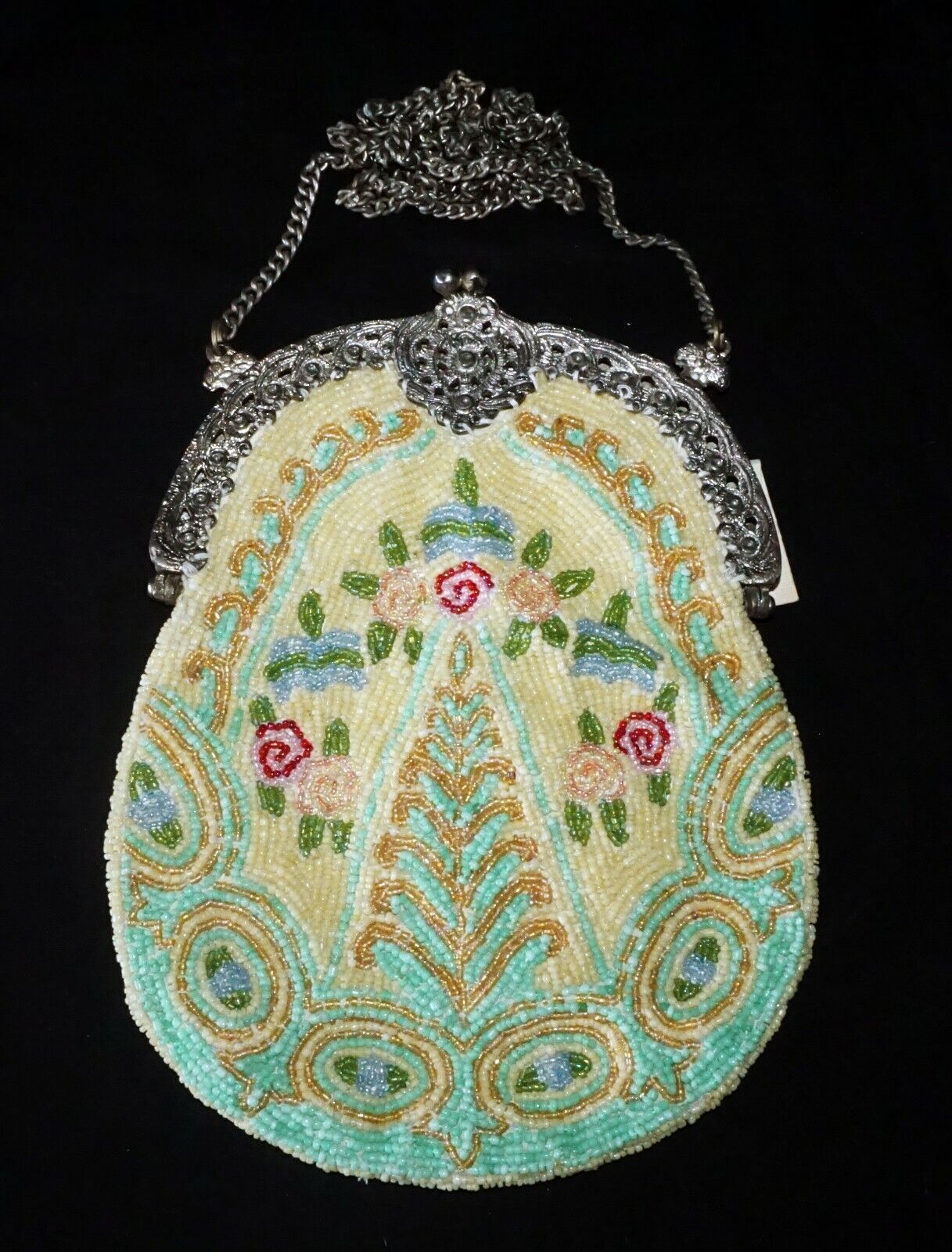 Vintage Floral Motif Beaded Multicolor Purse for Christiana made in India (HoB)