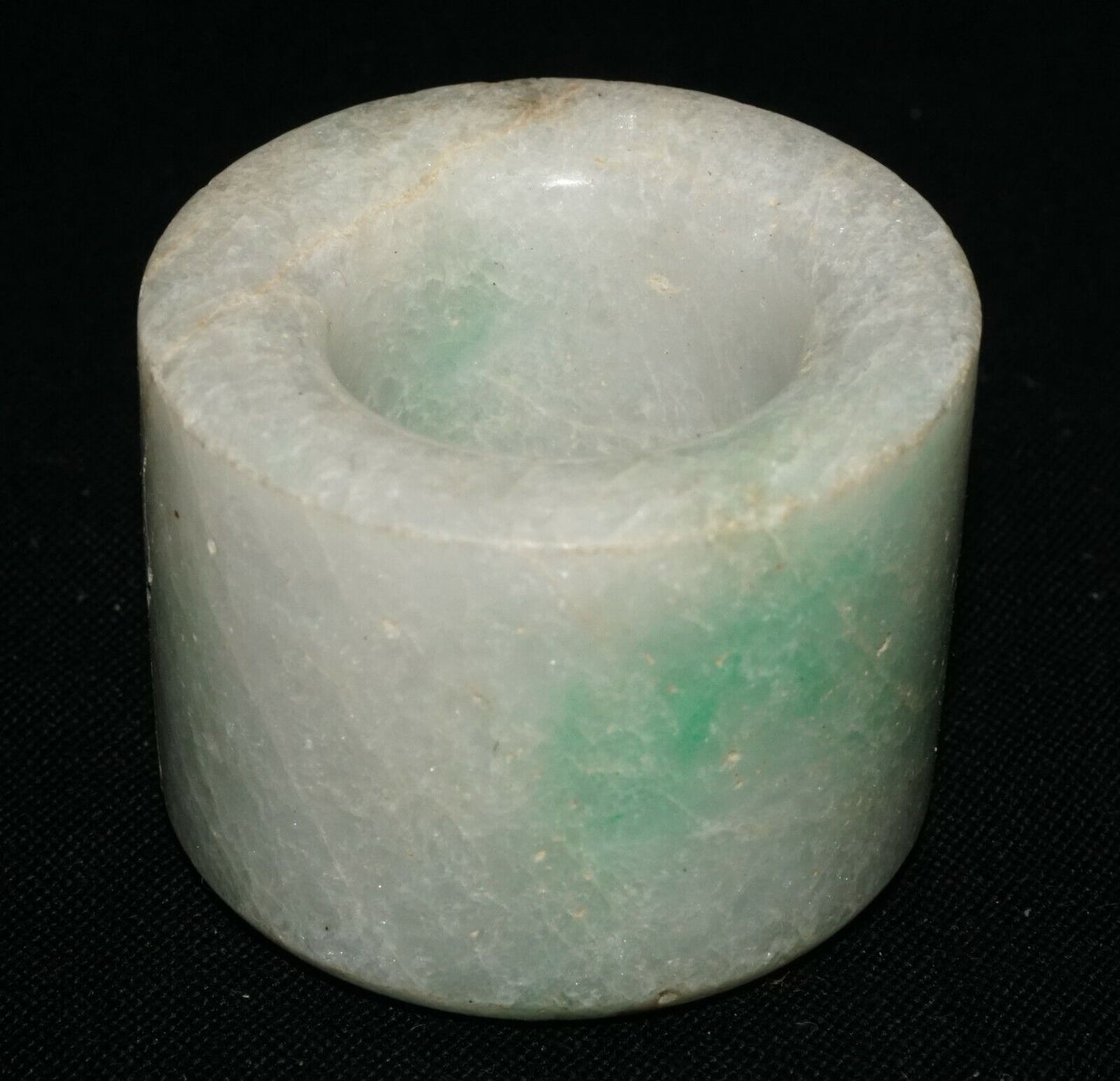 Vintage Chinese Jadeite Jade Archer Ring Sz.11 w. Green Markings (LeS)G2