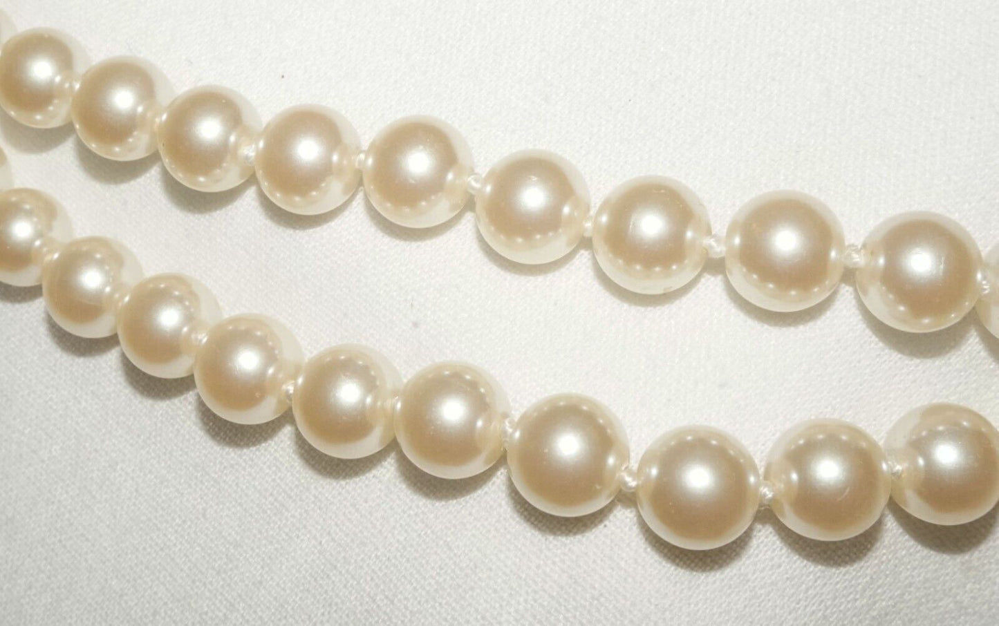 Vintage Costume Faux Pearl Necklace 40" w. Gold Platted Clasp (FeD)#3