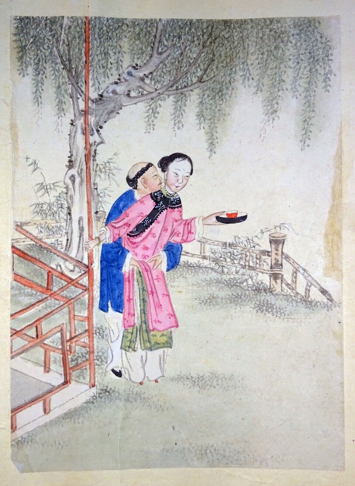 19C Chinese Erotic Pillow Color Paintings for Newly Married Couple (SoM)#10