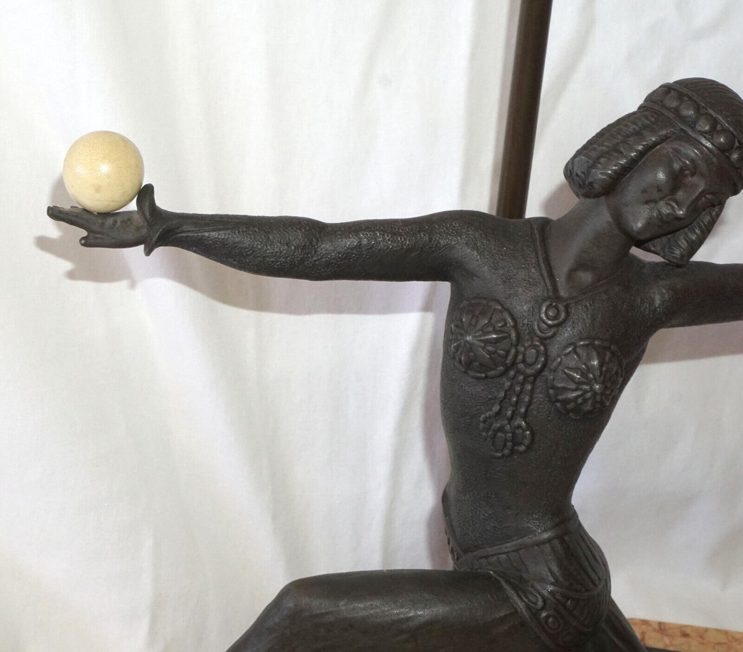 Vintage Art-Deco Bronze & Marble Lamp of a Dancing Figure (HiC)