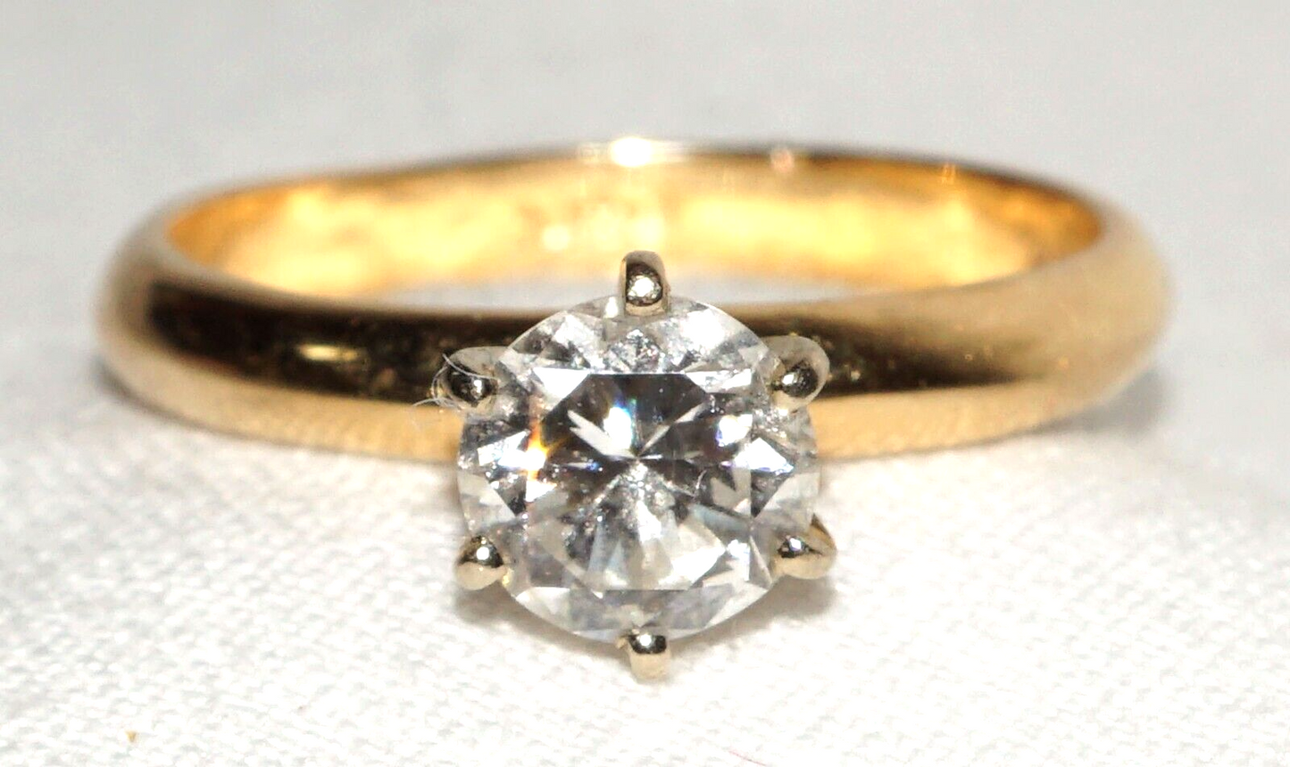 Vintage 14K Yellow Gold Solitaire Engagement Ring Sz 7.25 w 1x Diamond (WtG) 13