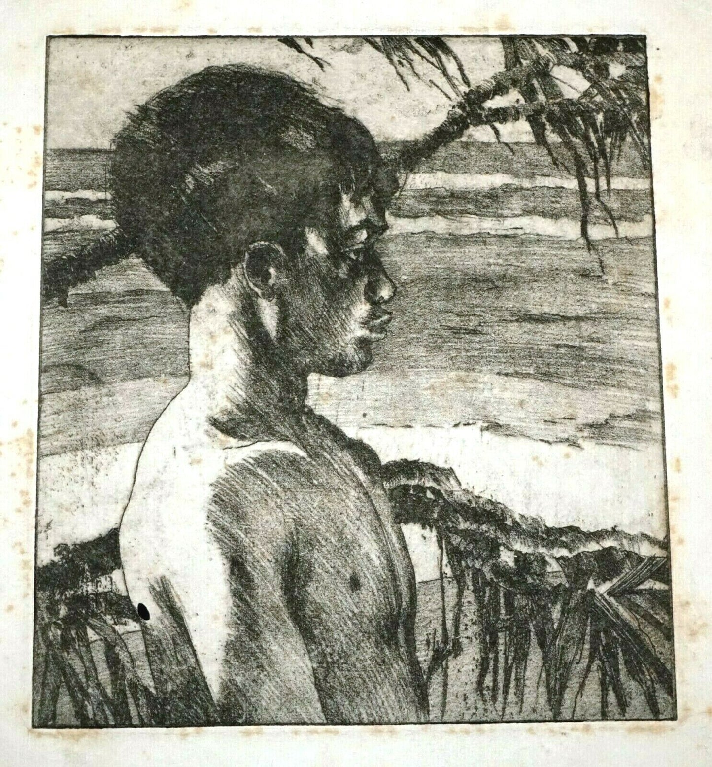 1938 Hawaii Etching Print Kaipo by John Melville Kelly (1879-1962)(Kel)