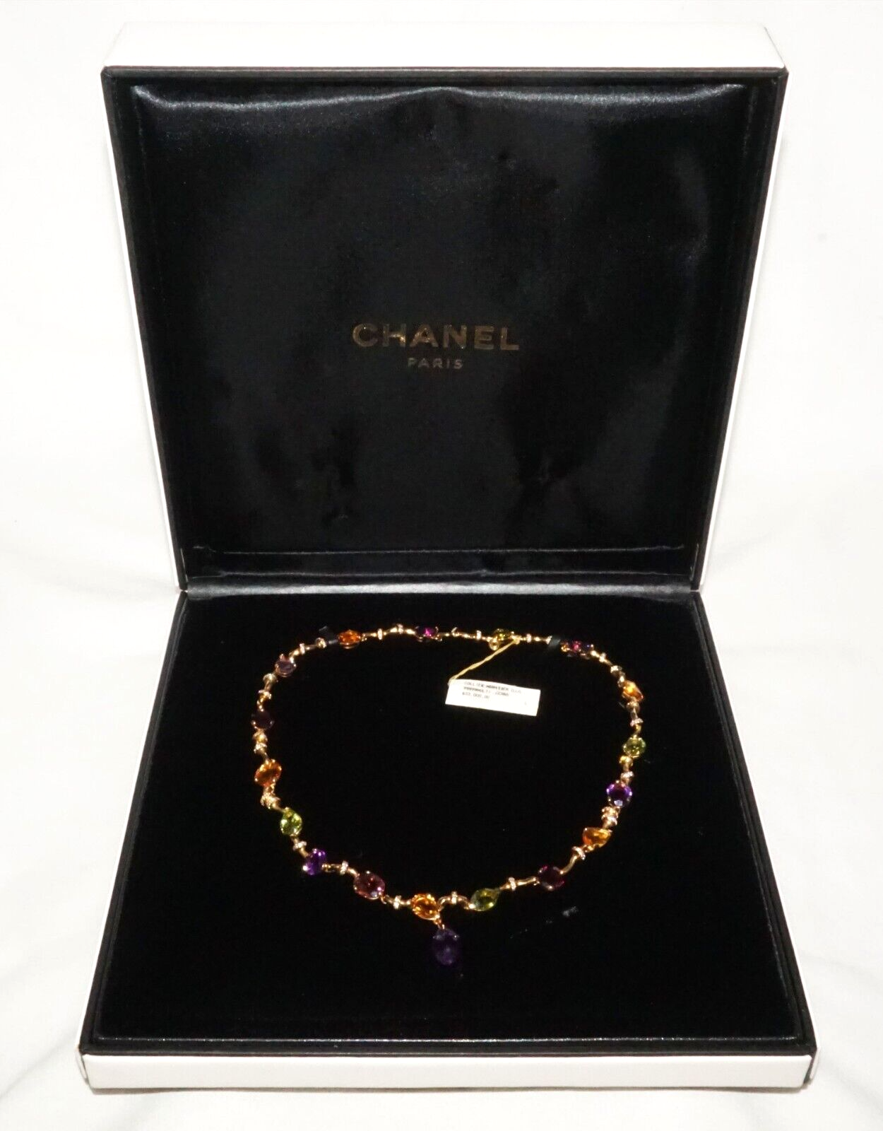 Vintage French 18k Yellow Gold Necklace w. 18x Gems & 112x Diamonds Chanel (InS)