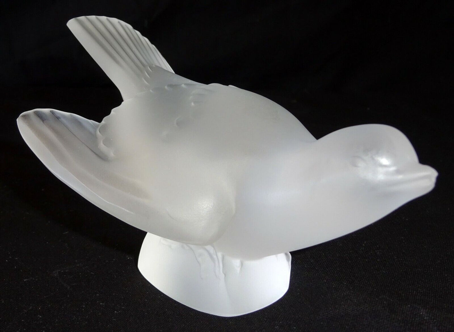 Vintage French Frosted Crystal Sparrow Bird Wings Sculpture by Lalique (MeG)