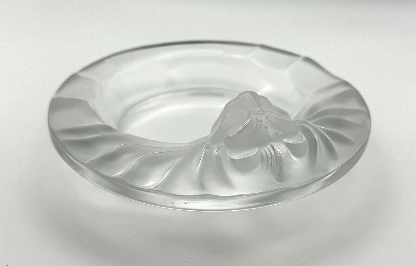 Vintage- French Lalique Crystal Lion Ashtray or Valet / Jewelry Dish