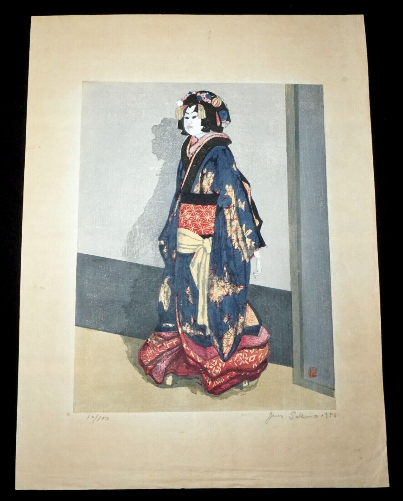 '56 Japanese Color Woodblock Print Bunraku Puppet by Jun'ichirō Sekino (SeF)