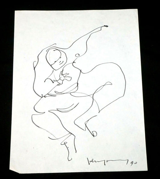 '90 Chinese Hawaii Drawing "Dancer" by John Chin Young (1909 - 1997)(SaJ)12