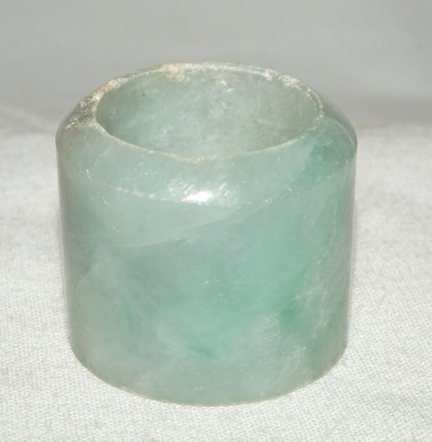 Antique Chinese Well Worn Blue Green Jadeite Jade Archers Ring Sz.12.25 (Les)L21