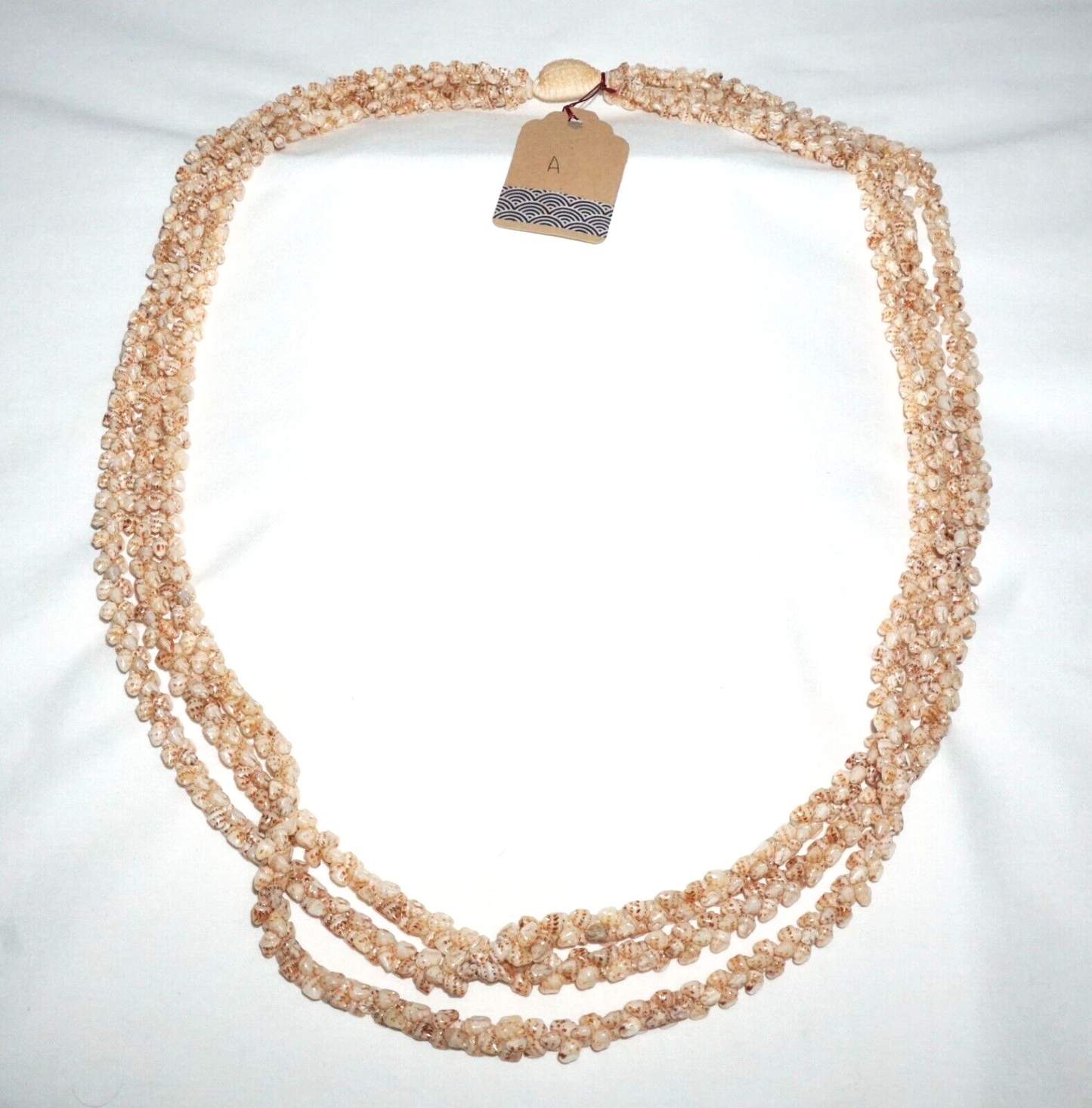 Vintage Hawaii 3x Strand Pikake Style Spotted Brown Niihau Shell Necklace (KiA)A