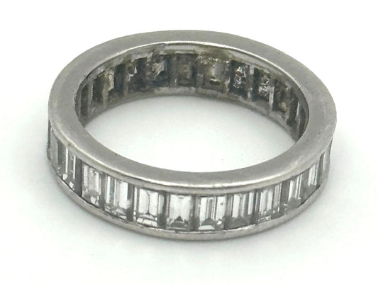 Vintage 18k White Gold Baguette-Cut Diamond 1.62 TCW Eternity Band Sz 6 (KnK)