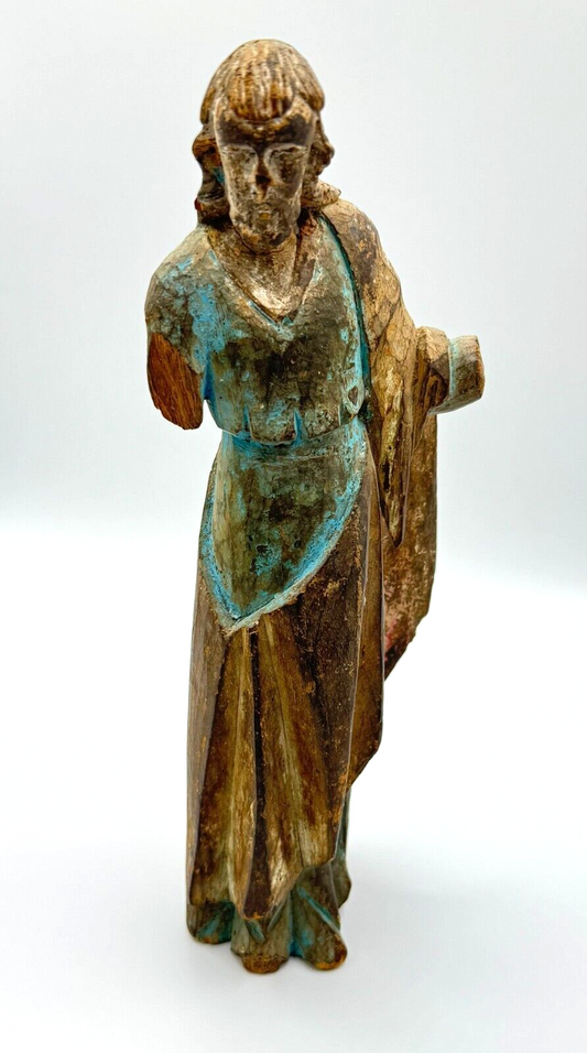 Antique 19th Century Wooden Christian Santos Figure, Hand Carved (MiM)