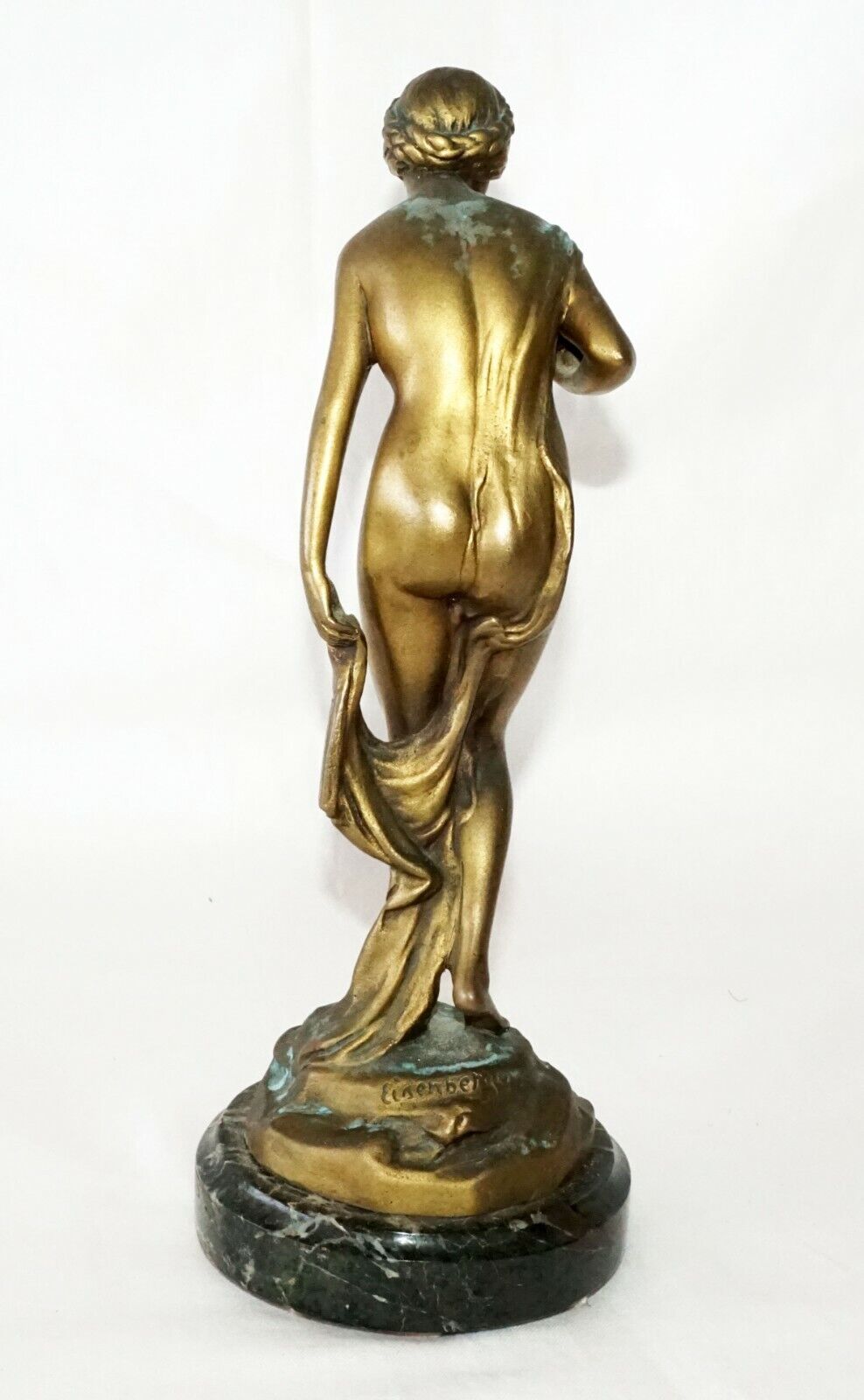 1900 German Bronze Sculpture Die Badende The Bather by Ludwig Eisenberger (ScI)