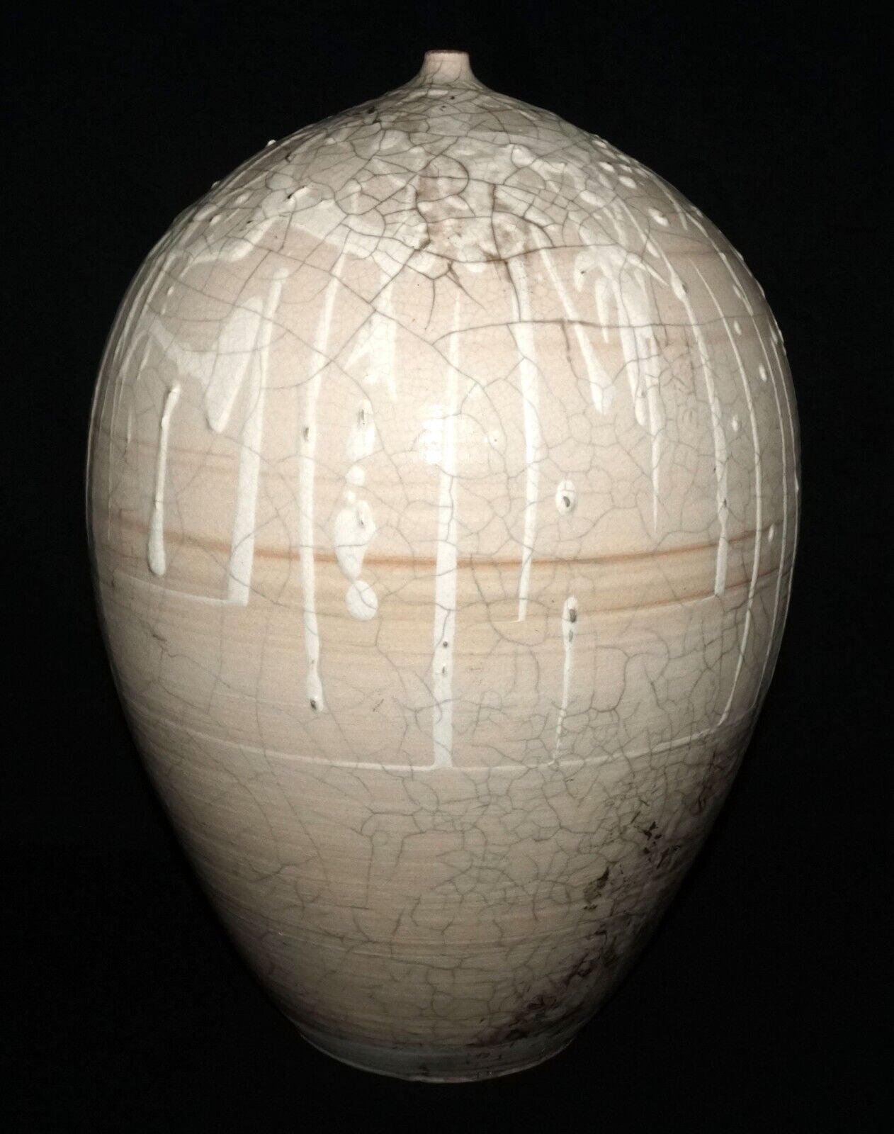 Vintage Hawaii Crackled White Glaze Pottery Sculpture by David Kuraoka (OdC)