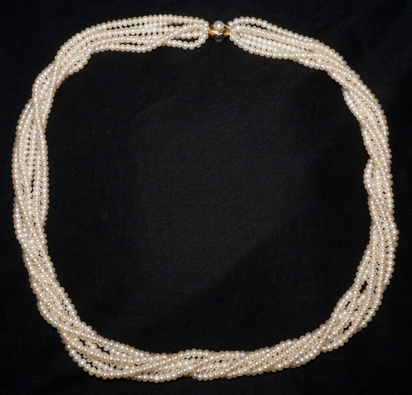 Vintage Matinee Length Freshwater Pearl Six Strand Necklace w. 14k Clasp (ShI)