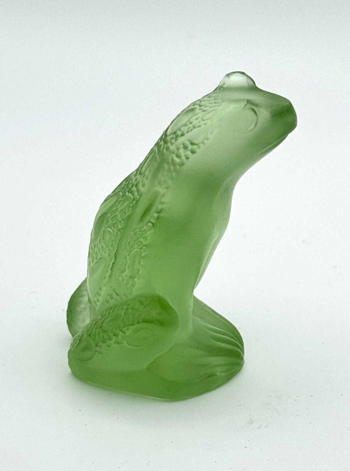 Vintage French Crystal Lalique Lime Green "Rainette Frog" Figurine 2" (InS)