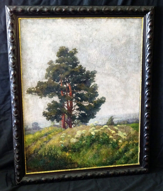 1918 German Oil Painting "The Oak" by Carl Max Schultheiss (1885-1961) (Rud)