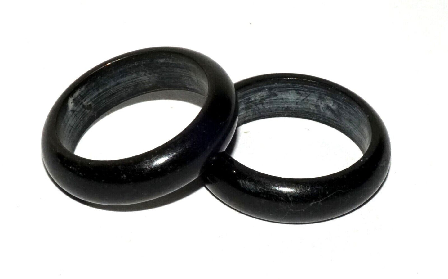 2Pc Vintage Chinese Black Onyx Rings Sz.8 (LeS) R17