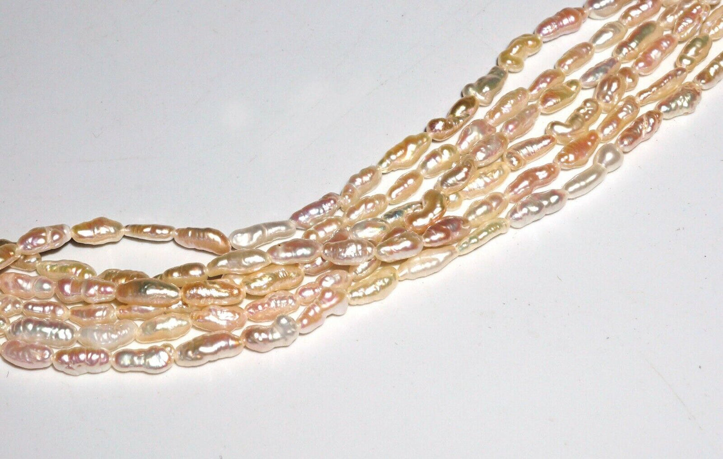 Vintage 6x Strand Freshwater Pearl Necklace w. 14k Y.G. Filigree Clasp (SaR)