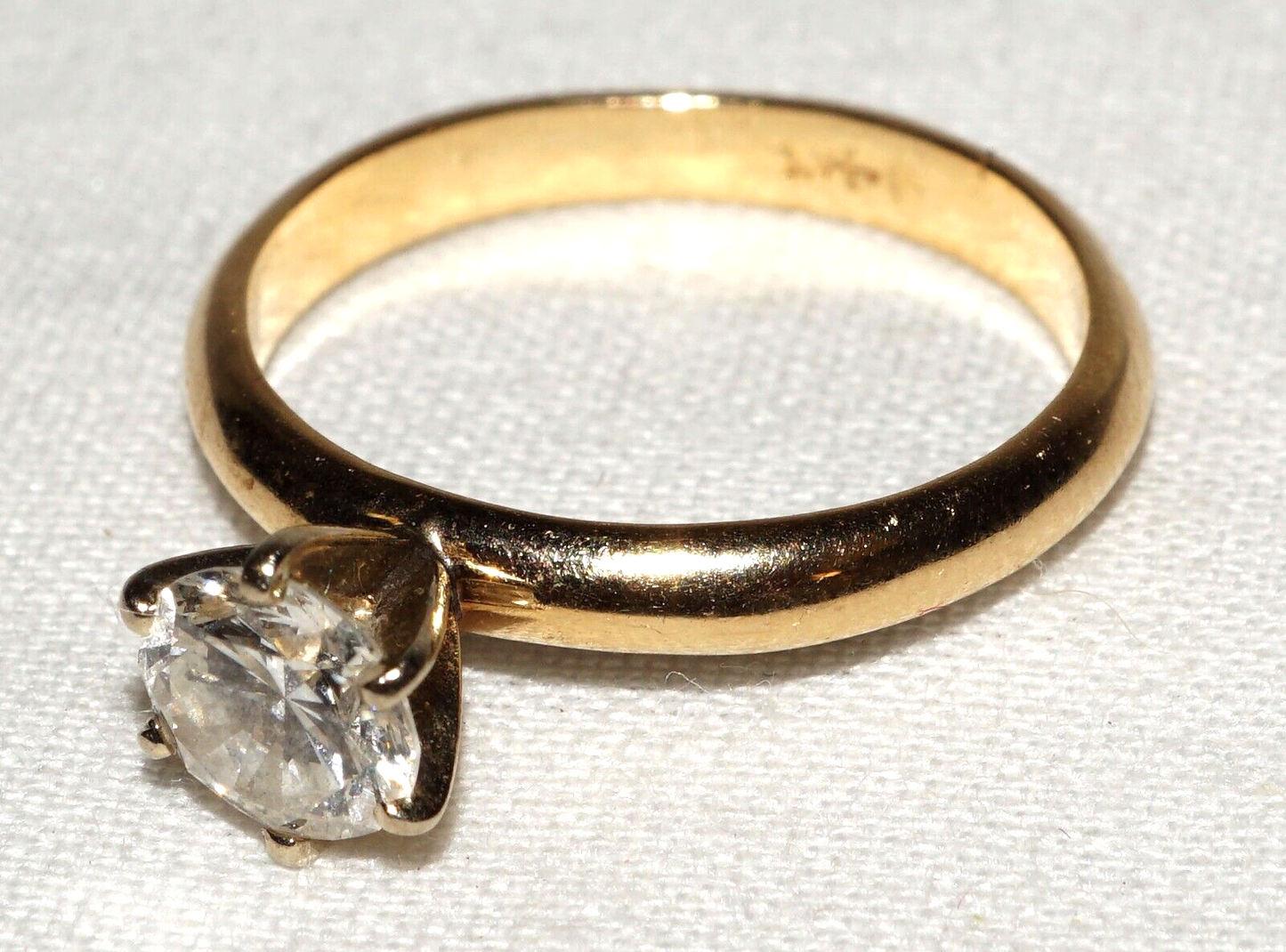 Vintage 14K Yellow Gold Solitaire Engagement Ring Sz 7.25 w 1x Diamond (WtG) 13