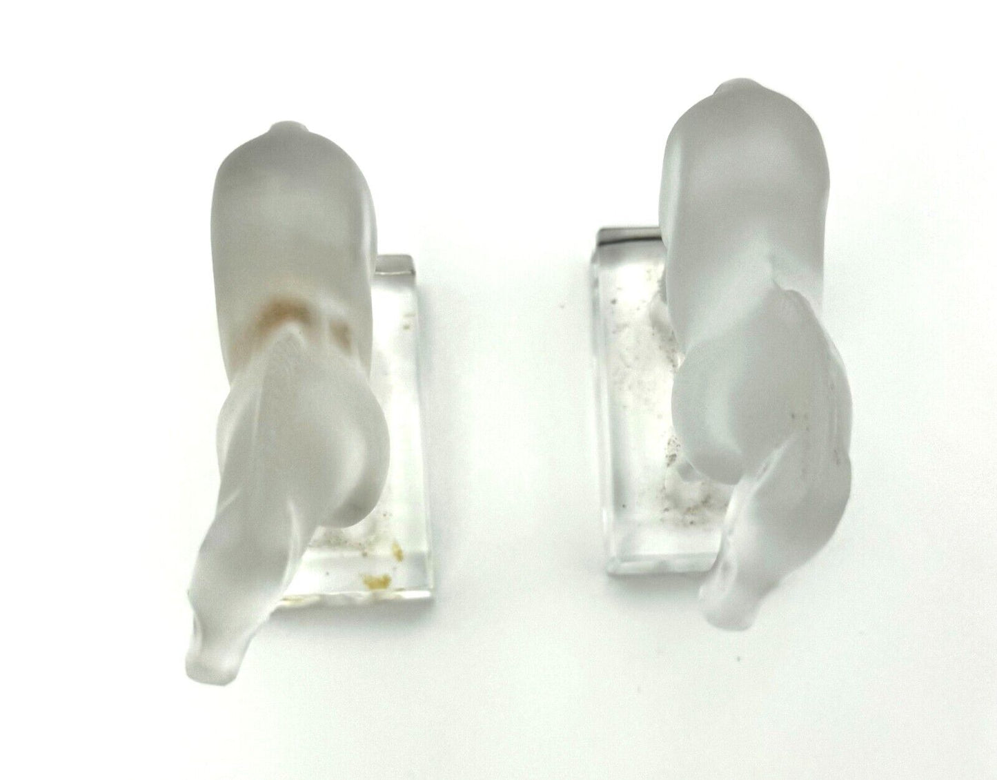 Set of 2 Vintage French Lalique Frosted Tang Horse Figurines (TuC)