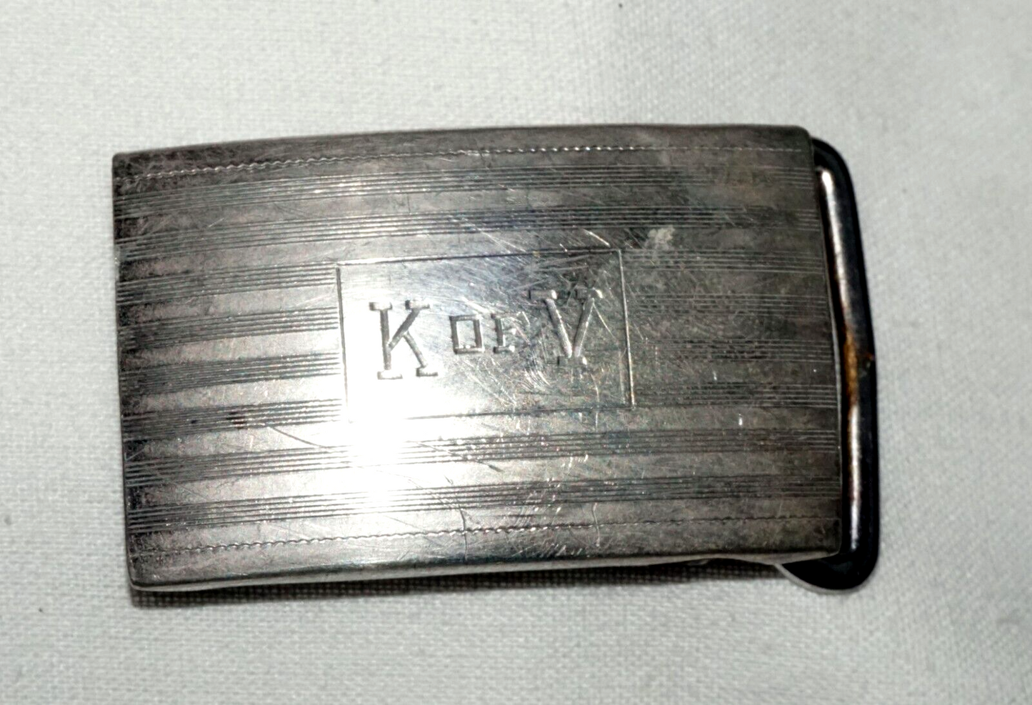 Vintage US Sterling Silver Ladies Belt Buckle "K of V" Engraving by Hayward(PiC)